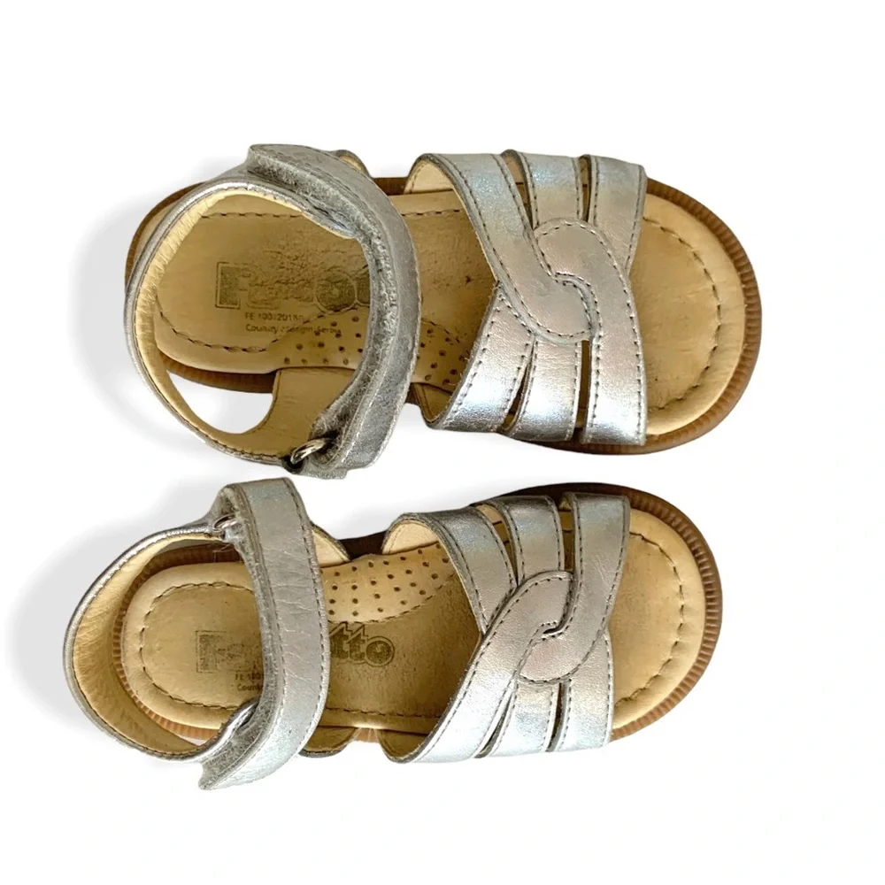 Falcotto Leather Baby Girl's Falcotto Carousel Silver Sandals 20